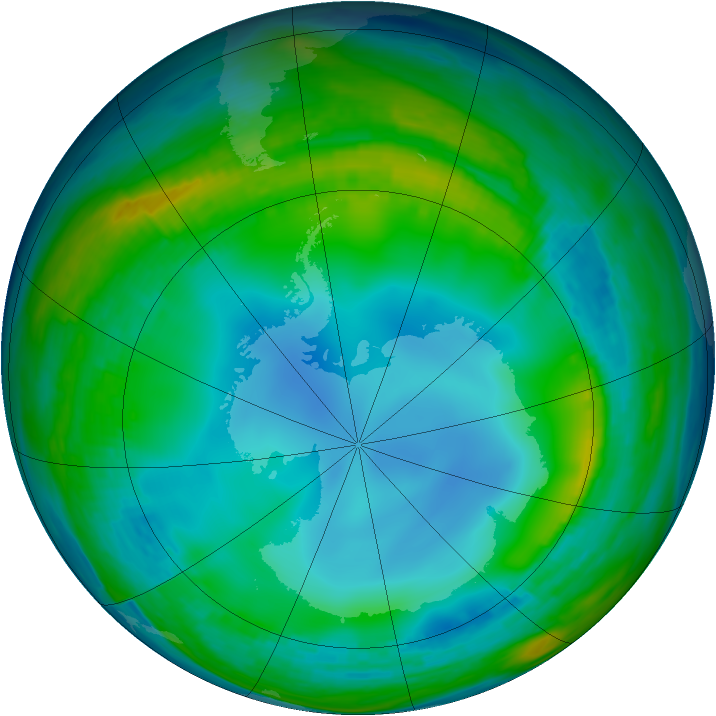 Antarctic ozone map for 05 July 1985